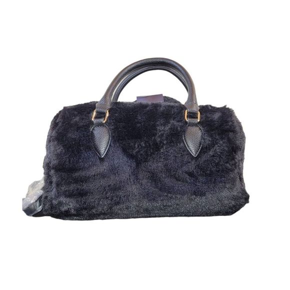 Rachel Roy Black Faux Fur Bag and Earmuffs with Removable Card Case and Strap - Picture 4 of 13